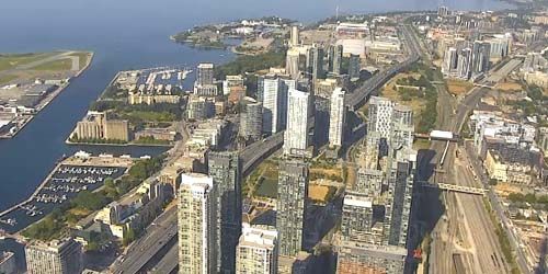 Aéroport, lac Ontario, vue aérienne webcam - Toronto
