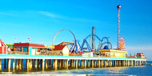 Les vacanciers sur Galveston Island Pier Webcam