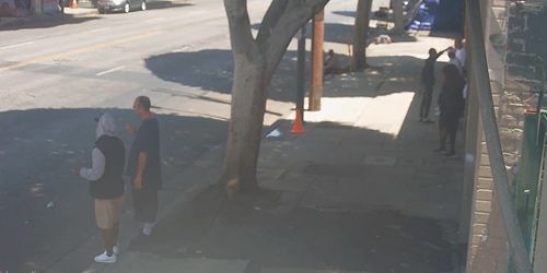 Pedestrians and traffic on San Pedro St Webcam