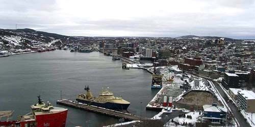 Seaport, panorama of the city from above webcam - St. John's